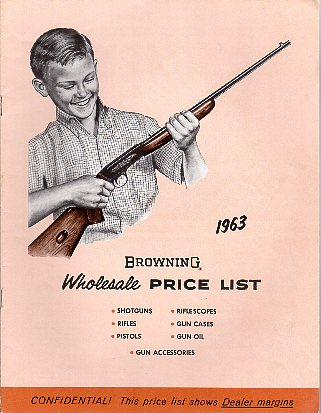 1963 Browning  Price List/Catalog