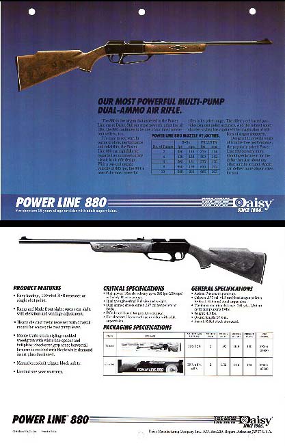 1984 Daisy Power Line Product Sheets