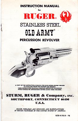 1978 Ruger Old Army Stainless Manual