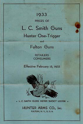 1933 L.C. Smith Price List
