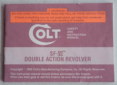1995 Colt SF-VI Revolver Manual