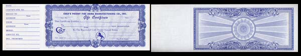 1958 Colt "Gift Certificate"