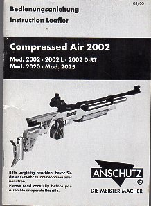 Anschutz Compressed Air 2002 Rifle Manual