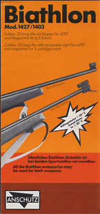 Anschutz Models 1427/1403 Biathalon Brochure  Anschutz Models 1427/1403 Biathalon Brochure