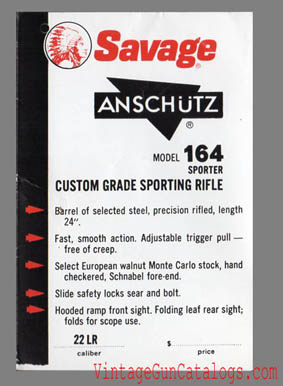 1969 Anschutz Model 164 HangTag