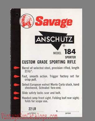1971 Anschutz Model 184 HangTag