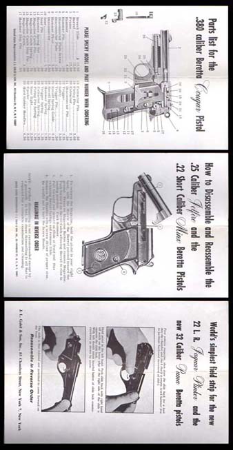 1960's Beretta Pistols Instructions