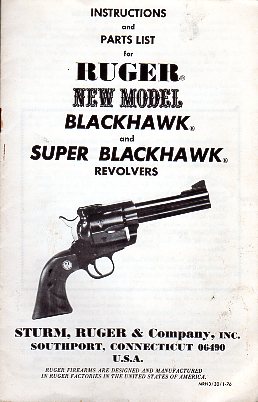 1976 Ruger New Model Blackhawk & Super Manual