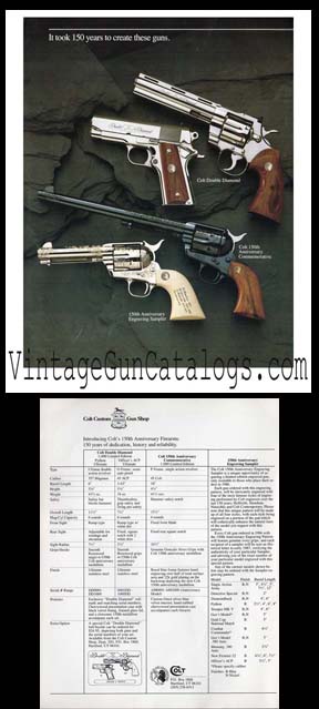 1986 Colt "150th Anniversary Firearms" Broadsheet