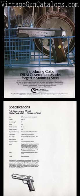 1996 Colt 1911 A1 Gov't Model S.S. Broadsheet