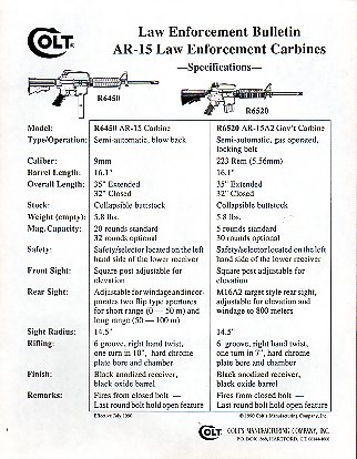 1990 Colt Law Bulletin AR-15