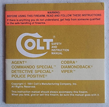 1991 Colt Agent-Cobra-Diamondback Manual
