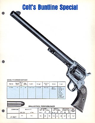 1970's Colt Buntline Special Product Sheet