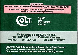 1993 Colt MK IV/Series 80-380 Auto Manual