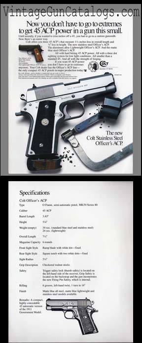 1986 Colt Officer's ACP Broadsheet