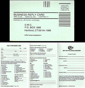 1992 Colt Purchaser Card