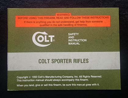 1993/94 Colt Sporter Rifles Manual