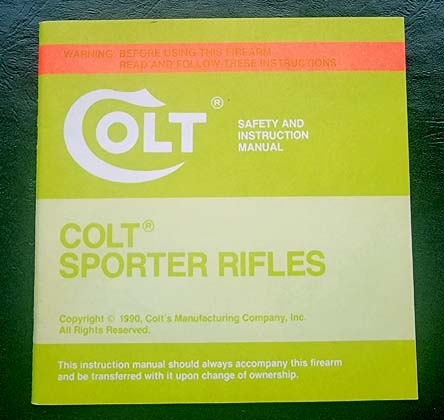 1990 Colt Sporter Rifles Manual
