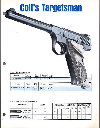 1970's Colt Targetsman Product Sheet
