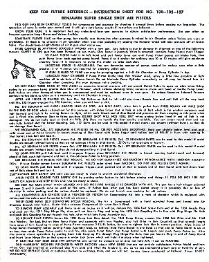 1979 Benjamin NO.130-132-137 Instructions