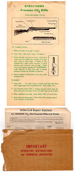 1952 Crosman CO2 Rifle Directions