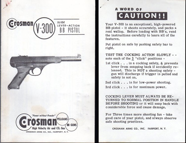 1963 Crosman V-300 Instructions