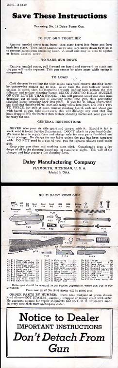 1940 Daisy No.25 Instructions