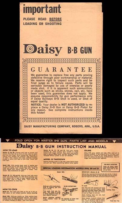 1960's Daisy BB Gun Manual