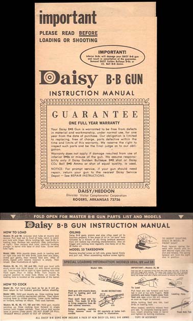 1970's Daisy BB Gun Manual