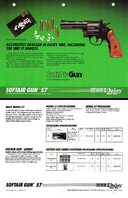 1984 Daisy Softair Gun Product Sheets