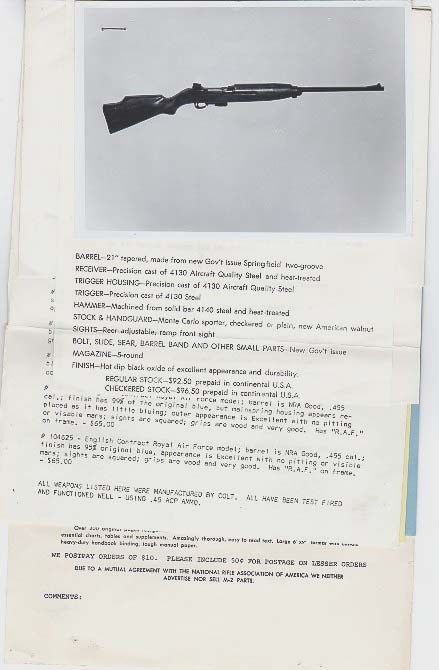 1965 Steelville Manufacturing / DMC Carbine Mailer