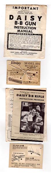Daisy Model 894 Hangtag & Model 1894 Instr.
