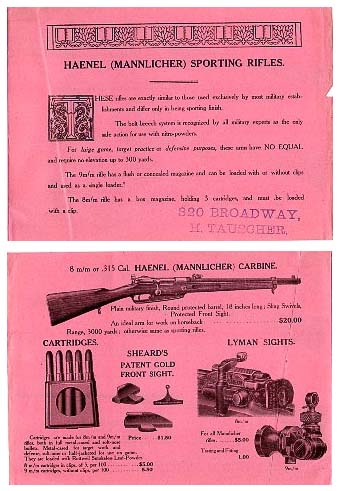 1912 Haenel/Mannlicher Rifles Mailer