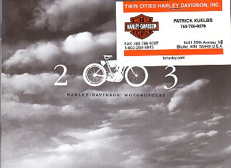 2003 Harley Davidson Catalog/Brochure