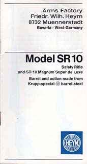 1970 Heym SR 10 Instructions