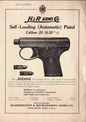 Ca. 1912-1920 H&R "25 Automatic Pistol" Instructions