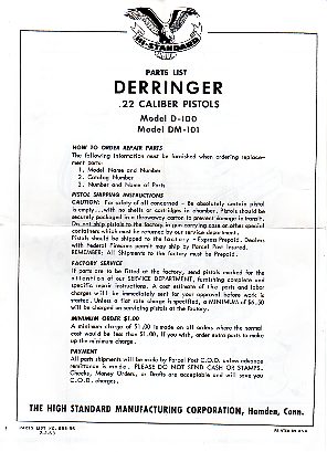 1963 Hi-Standard Derringer Instr.