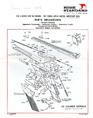 1974 High Standard Target Pistols Instr./Parts List