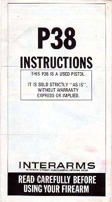 Interarms/Walther P38 Manual