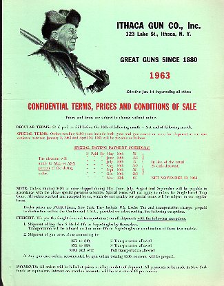 1963 Ithaca Price List  1963 Ithaca Price List