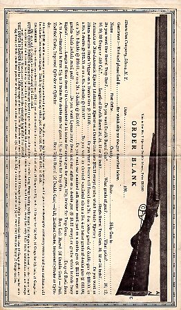 1930's Ithaca Order Blank  1930's Ithaca Order Blank