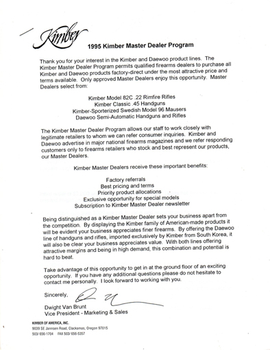 1995 Kimber Master Dealer Pkg