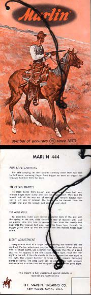 1966 Marlin 444 Instr./Hangtag