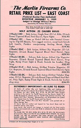 1959 Marlin Price List