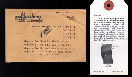 1950's Mossberg .22 Magazine Adapter Instr.