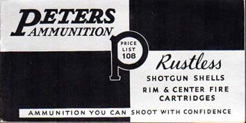 1935 Peters Ammo Price List/Catalog