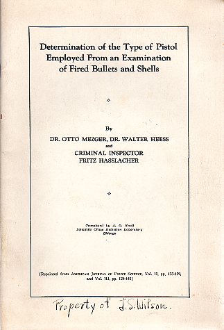 1930's Booklet Determination of Type of Pistol Employed