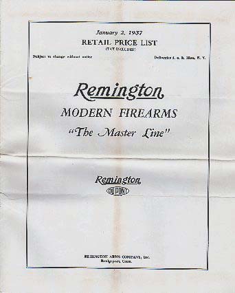 1937 Remington Price List/Catalog