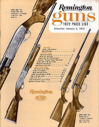 1972 Remington Retail Price List