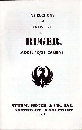 1966 Ruger 10/22 Carbine Manual